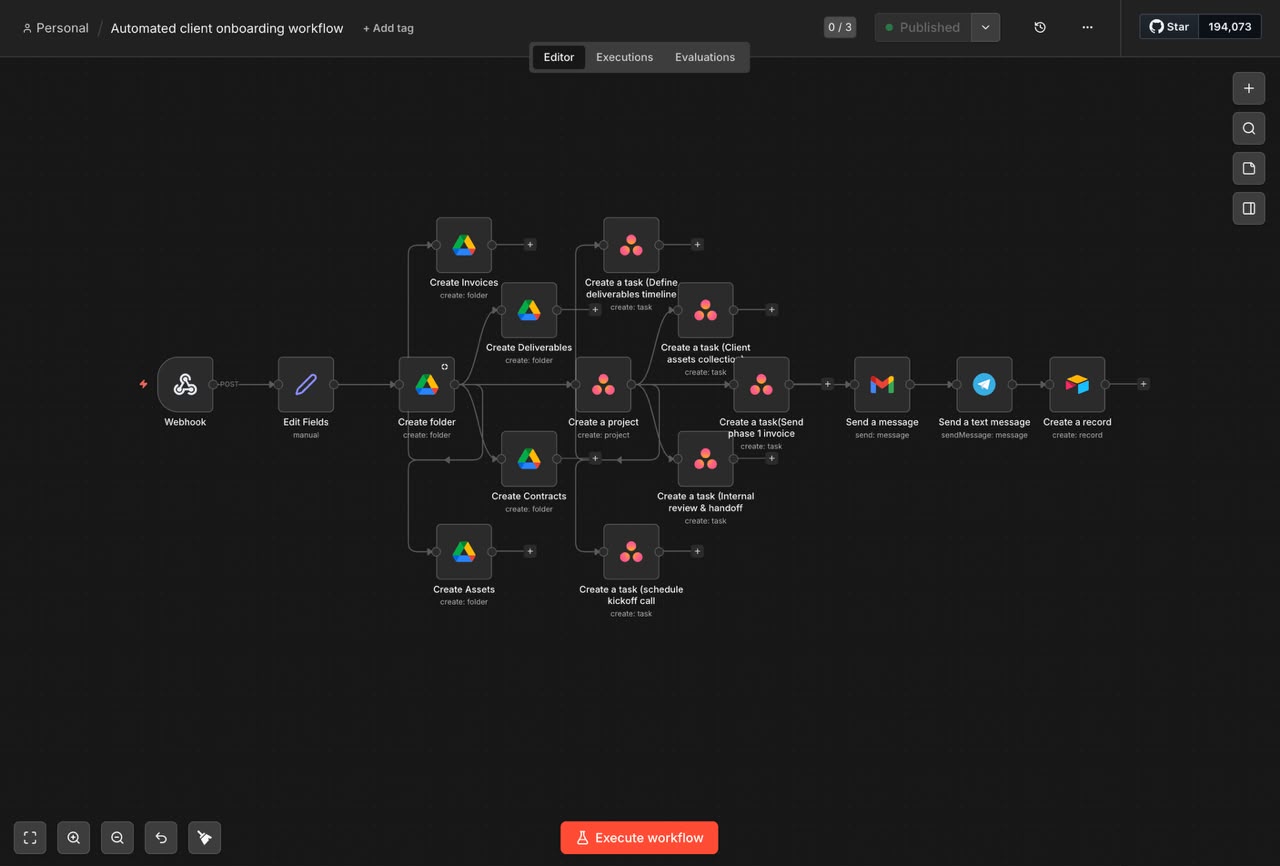 Placeholder diagram of the Automated Client Onboarding Workflow